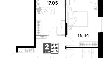 2-к. квартира, 65&nbsp;м²