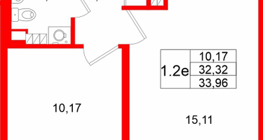 1-к. квартира, 32&nbsp;м²