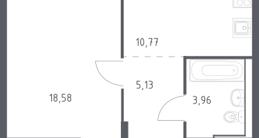 1-к. квартира, 38&nbsp;м²
