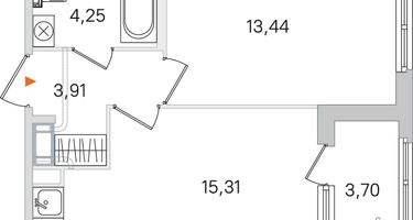 1-к. квартира, 38&nbsp;м²