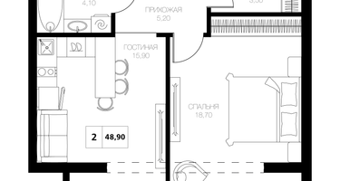 2-к. квартира, 48&nbsp;м²