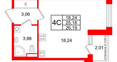 Студия, 25 м²