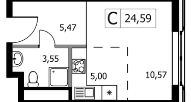 Студия, 24 м²