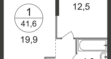 1-к. квартира, 41 м²