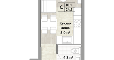 Студия, 24&nbsp;м²