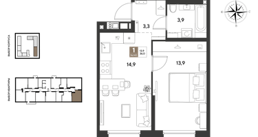 1-к. квартира, 36 м²