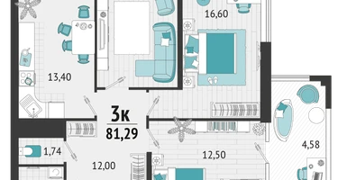 3-к. квартира, 71&nbsp;м²