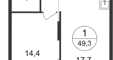 1-к. квартира, 49&nbsp;м²