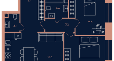 3-к. квартира, 59&nbsp;м²