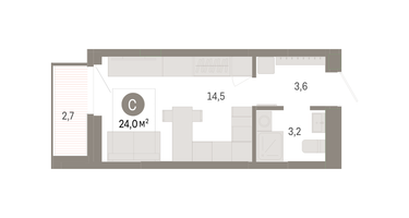 Студия, 24&nbsp;м²