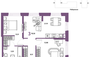 3-к. квартира, 78 м²