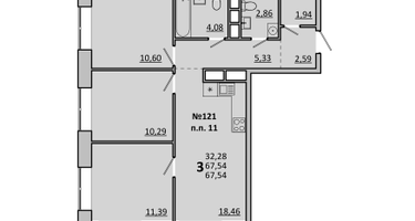 3-к. квартира, 67 м²