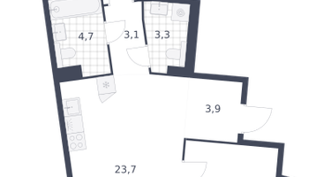 2-к. квартира, 71 м²