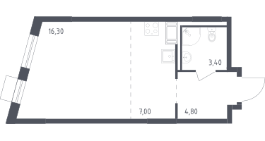 Студия, 31&nbsp;м²