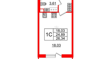 Студия, 24&nbsp;м²