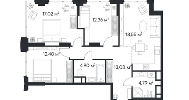 3-к. квартира, 83 м²