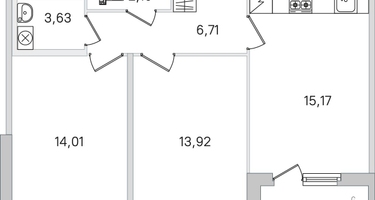 2-к. квартира, 57 м²
