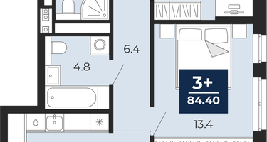 3-к. квартира, 84&nbsp;м²