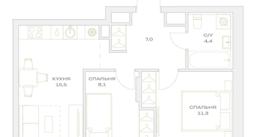 3-к. квартира, 46 м²