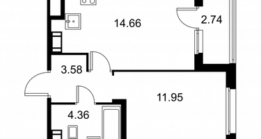 1-к. квартира, 35&nbsp;м²