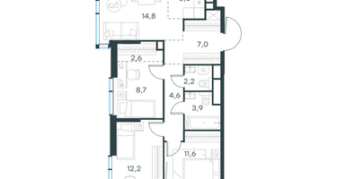 4-к. квартира, 73&nbsp;м²