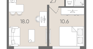 1-к. квартира, 35 м²