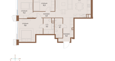 3-к. квартира, 89 м²