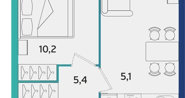 2-к. квартира, 40&nbsp;м²