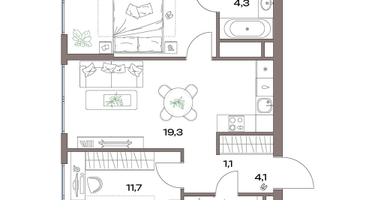 3-к. квартира, 61&nbsp;м²