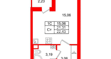 Студия, 21&nbsp;м²