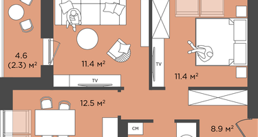 2-к. квартира, 51&nbsp;м²