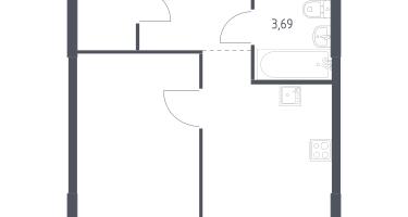 1-к. квартира, 38&nbsp;м²
