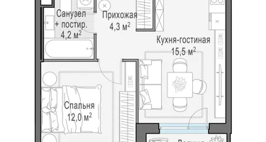 2-к. квартира, 37&nbsp;м²