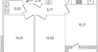 2-к. квартира, 57&nbsp;м²