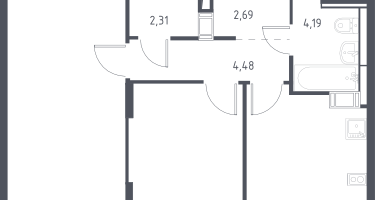 2-к. квартира, 52&nbsp;м²