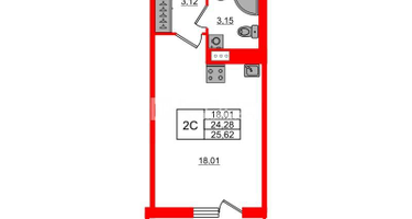 Студия, 24 м²