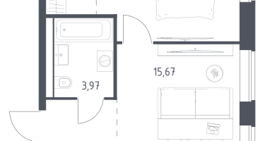 1-к. квартира, 39&nbsp;м²
