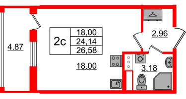 Студия, 24&nbsp;м²