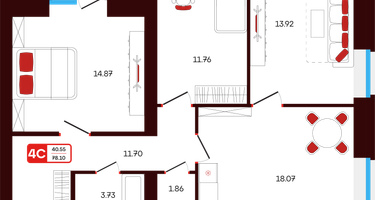 4-к. квартира, 78 м²