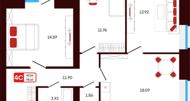 4-к. квартира, 78 м²