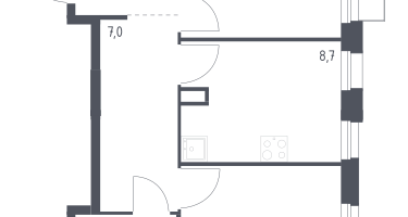 2-к. квартира, 43&nbsp;м²