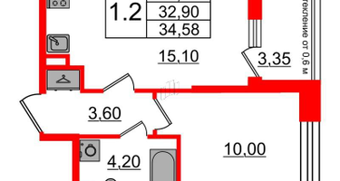 1-к. квартира, 32&nbsp;м²