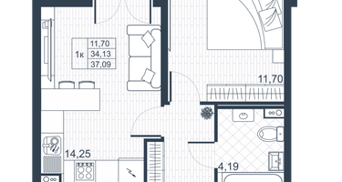 1-к. квартира, 35&nbsp;м²