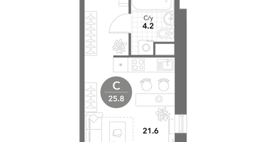 Студия, 25&nbsp;м²