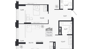 4-к. квартира, 112&nbsp;м²