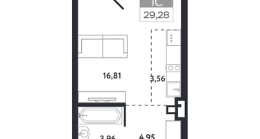 Студия, 29&nbsp;м²