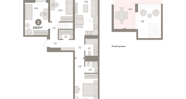 3-к. квартира, 108&nbsp;м²