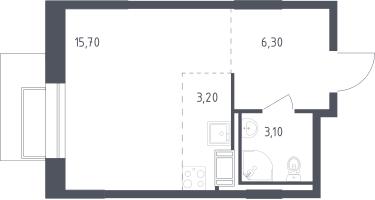 Студия, 28&nbsp;м²