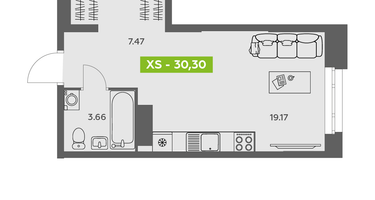 Студия, 30&nbsp;м²