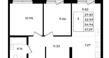 3-к. квартира, 54 м²